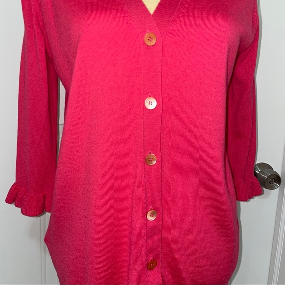 Miu Miu wool sweater pink ruffled 3/4 sleeves button up cardigan 40 small medium - Picture 6 of 8